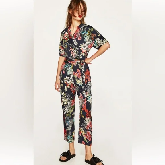 Zara Dark Floral Jumpsuit - Picture 1 of 9